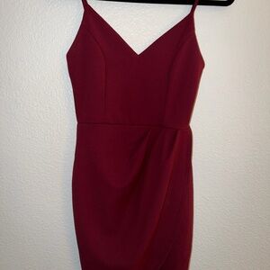 Lulu's Burgundy Mini Dress with Spaghetti Straps
